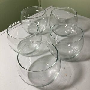 5 clear glass bubble bowls. They are a versatile, round type of glass container